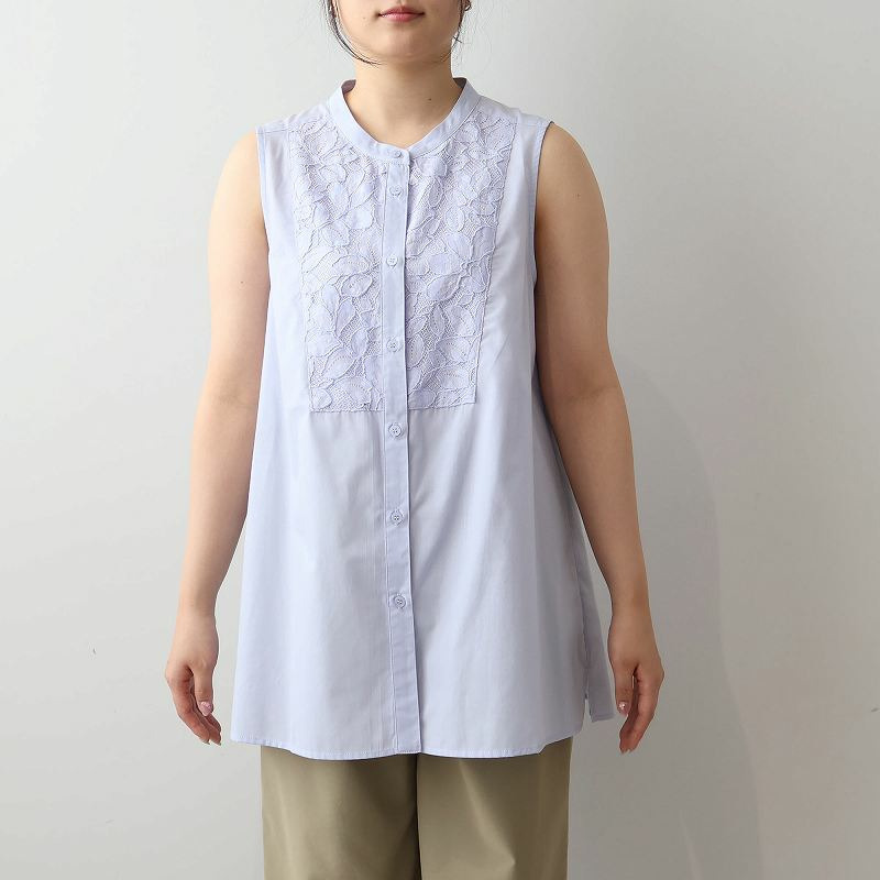 フロントレース ノースリーブ ブラウス LL/3L/4L/5L/6L MB mint breezeミントブリーズ11