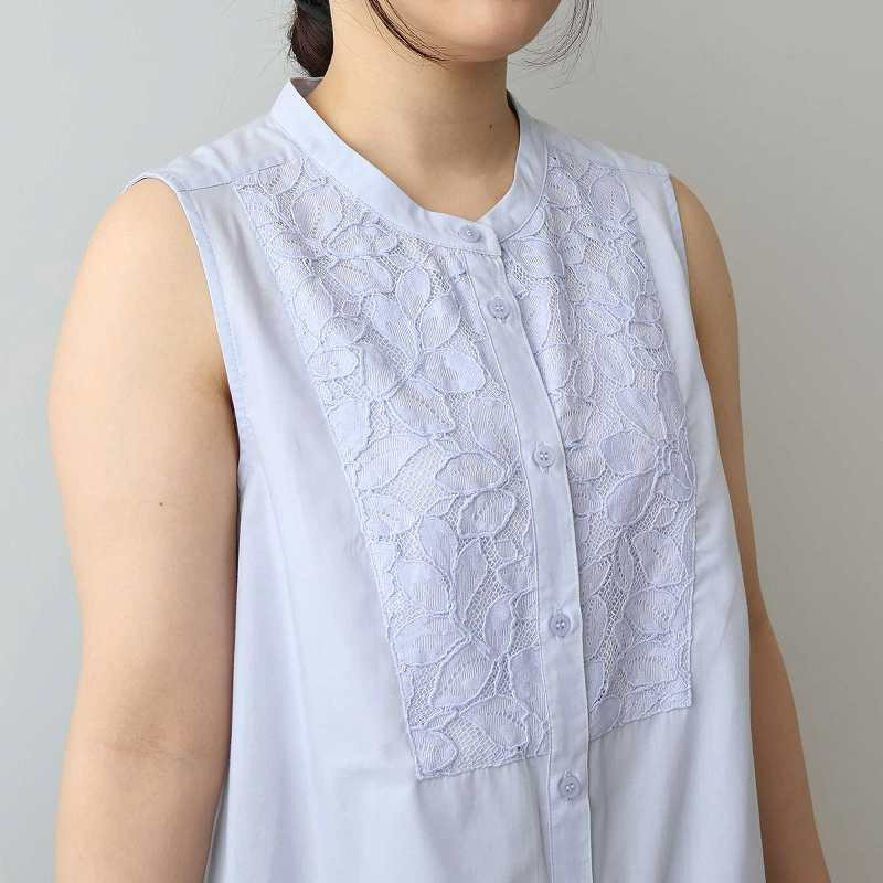 フロントレース ノースリーブ ブラウス LL/3L/4L/5L/6L MB mint breezeミントブリーズ14