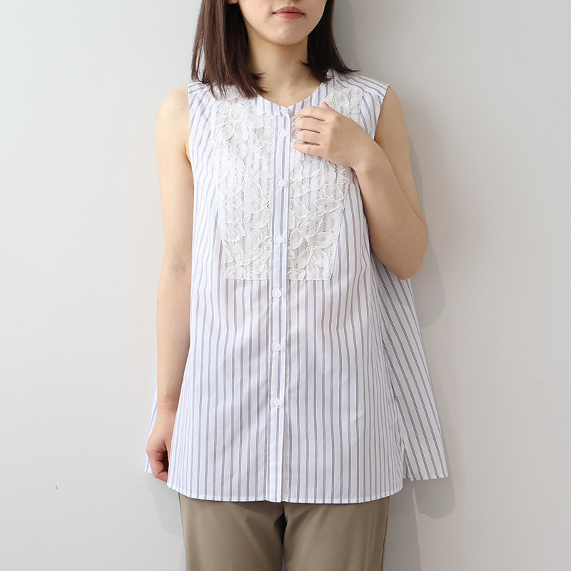 フロントレース ノースリーブ ブラウス LL/3L/4L/5L/6L MB mint breezeミントブリーズ16