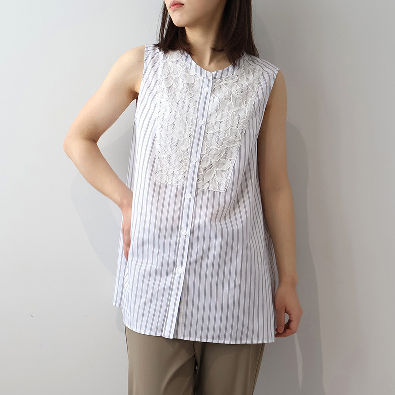 フロントレース ノースリーブ ブラウス LL/3L/4L/5L/6L MB mint breezeミントブリーズ17