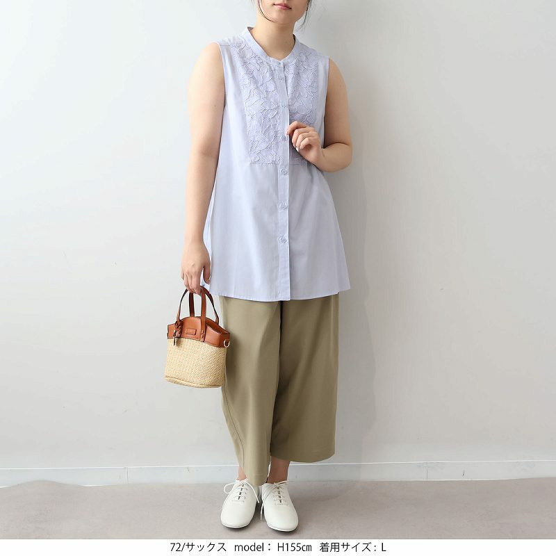 フロントレース ノースリーブ ブラウス LL/3L/4L/5L/6L MB mint breezeミントブリーズ18