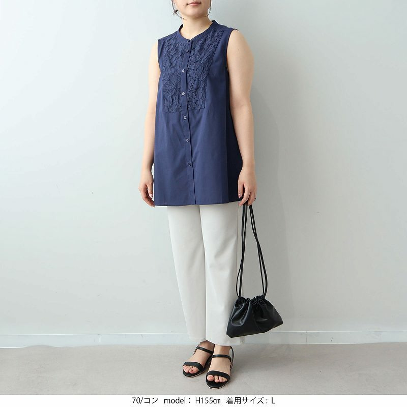 フロントレース ノースリーブ ブラウス LL/3L/4L/5L/6L MB mint breezeミントブリーズ5