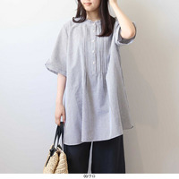 【WEB限定】ピンタック ストライプ ブラウス　LL/3L/4L/5L/6L MB mint breezeミントブリーズ
