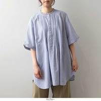 【WEB限定】ピンタック ストライプ ブラウス　LL/3L/4L/5L/6L MB mint breezeミントブリーズ