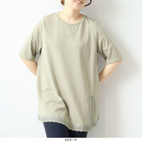 【汗染み軽減】ドライタッチ 裾レースチュニックカットソー LL/3L/4L/5L/6L MB mint breezeミントブリーズ