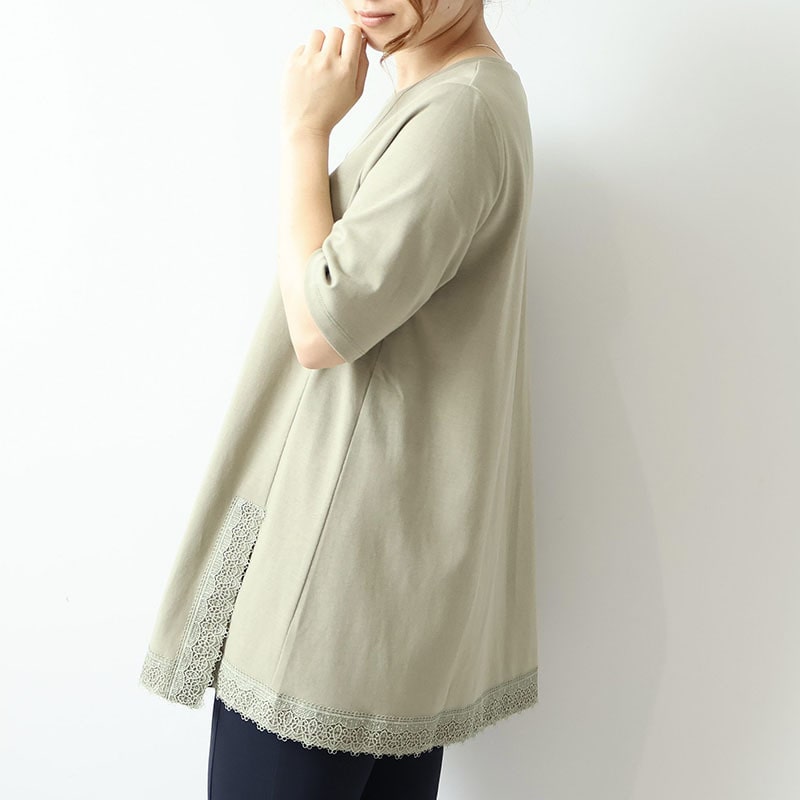 【汗染み軽減】ドライタッチ 裾レースチュニックカットソー LL/3L/4L/5L/6L MB mint breezeミントブリーズ12