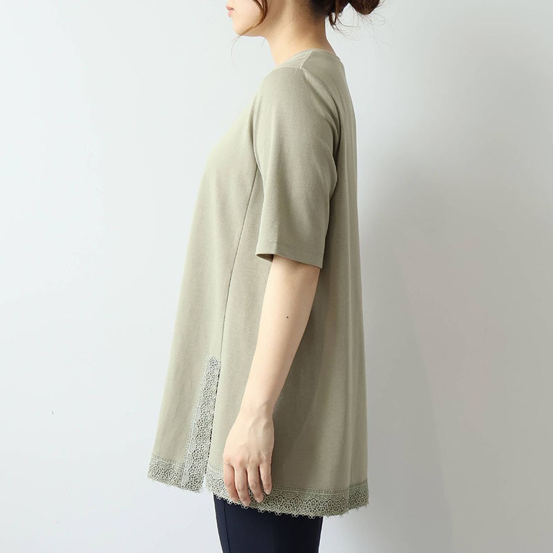 【汗染み軽減】ドライタッチ 裾レースチュニックカットソー LL/3L/4L/5L/6L MB mint breezeミントブリーズ14