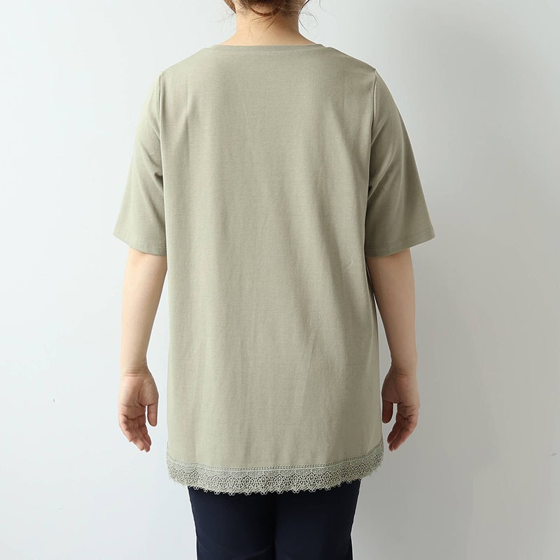 【汗染み軽減】ドライタッチ 裾レースチュニックカットソー LL/3L/4L/5L/6L MB mint breezeミントブリーズ15