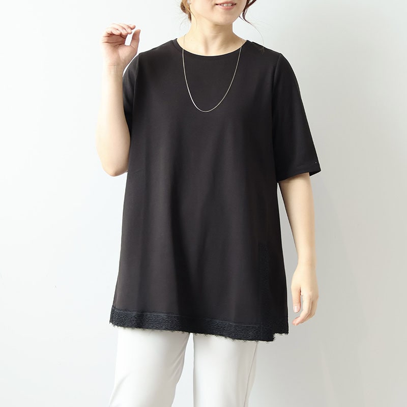 【汗染み軽減】ドライタッチ 裾レースチュニックカットソー LL/3L/4L/5L/6L MB mint breezeミントブリーズ4