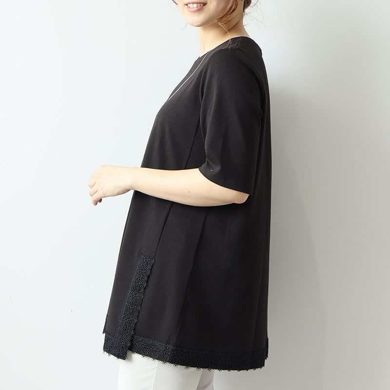 【汗染み軽減】ドライタッチ 裾レースチュニックカットソー LL/3L/4L/5L/6L MB mint breezeミントブリーズ5