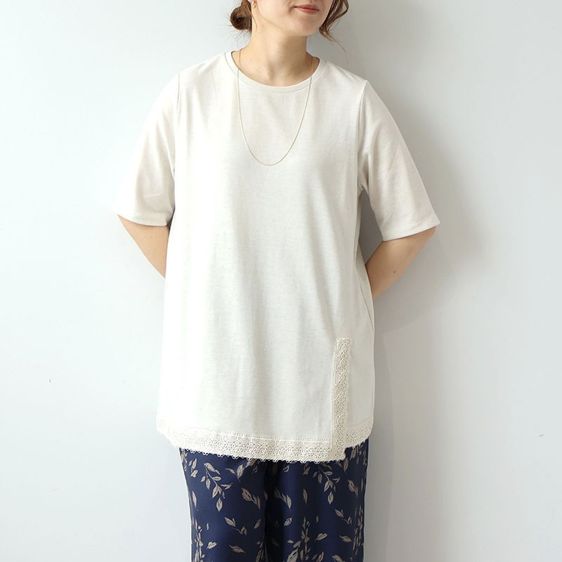 【汗染み軽減】ドライタッチ 裾レースチュニックカットソー LL/3L/4L/5L/6L MB mint breezeミントブリーズ8