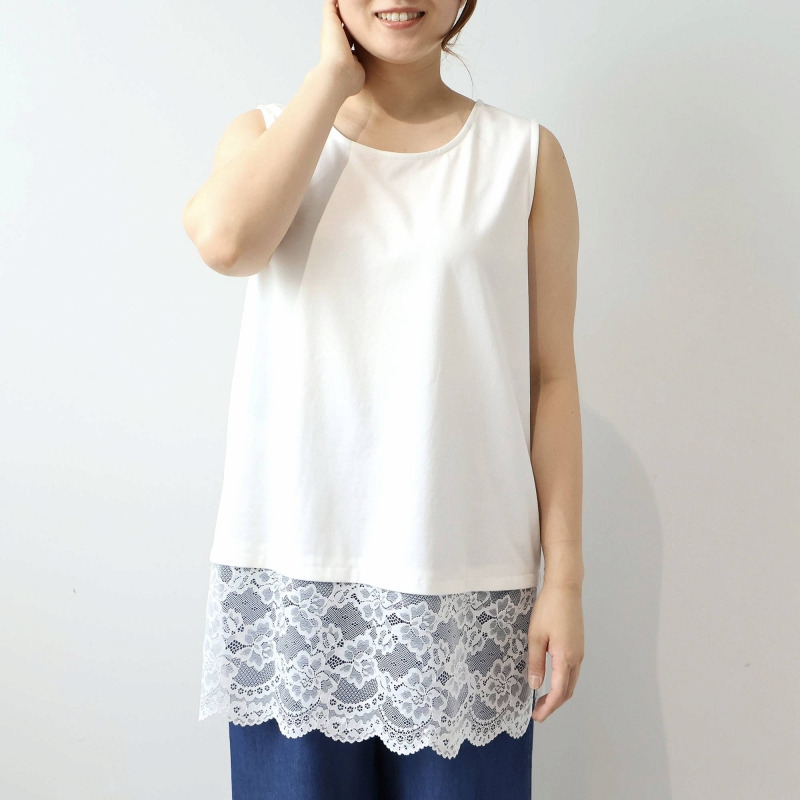 裾レース レイヤード タンクトップ LL/3L/4L/5L MB mint breezeミントブリーズ10