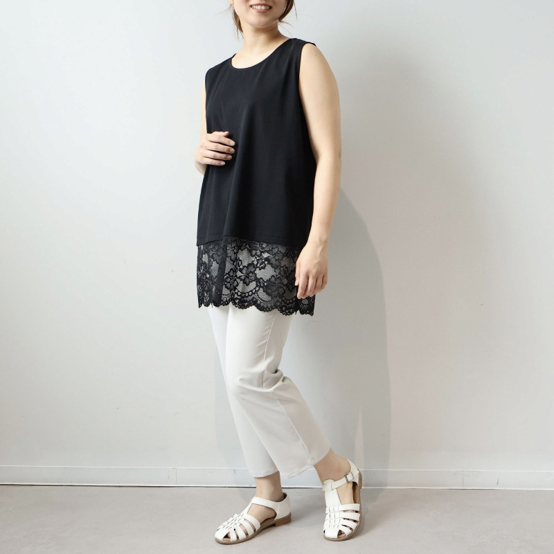 裾レース レイヤード タンクトップ LL/3L/4L/5L MB mint breezeミントブリーズ3