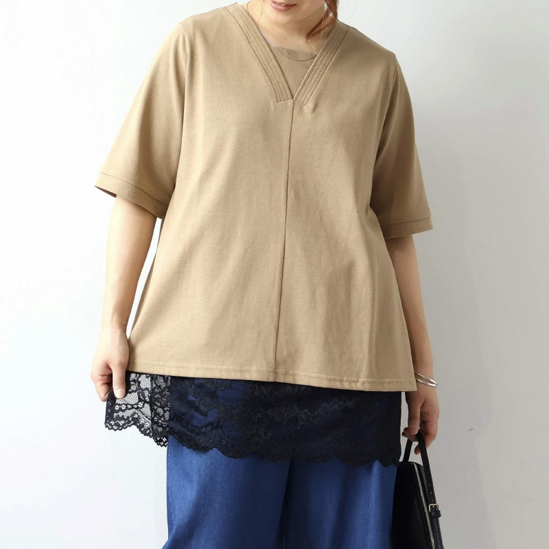 裾レース レイヤード タンクトップ LL/3L/4L/5L MB mint breezeミントブリーズ7
