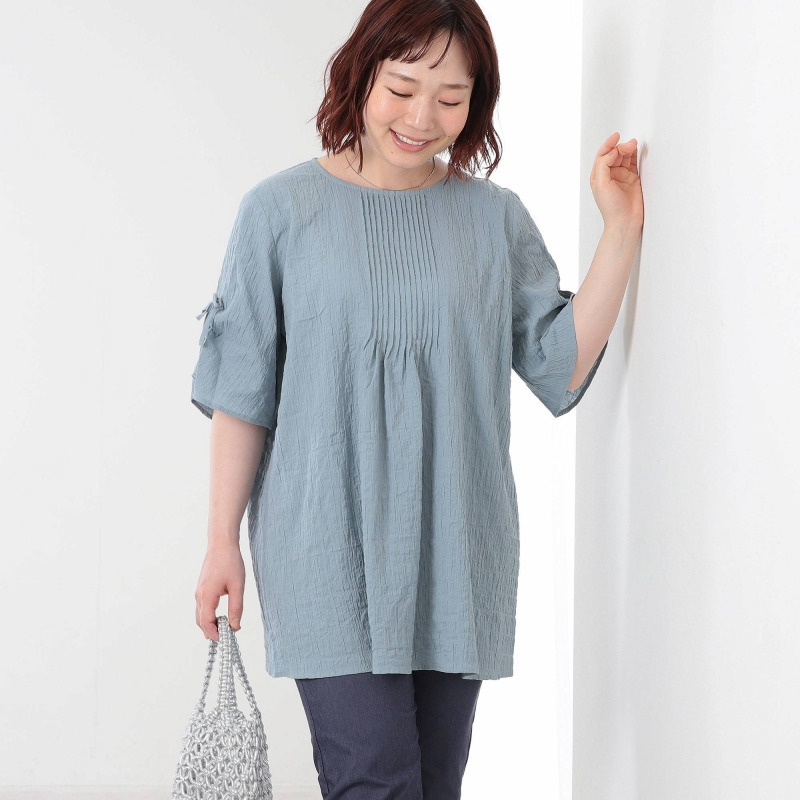 【WEB限定】袖シャーリング スリーブ チュニックブラウス LL/3L/4L/5L MB mint breezeミントブリーズ11