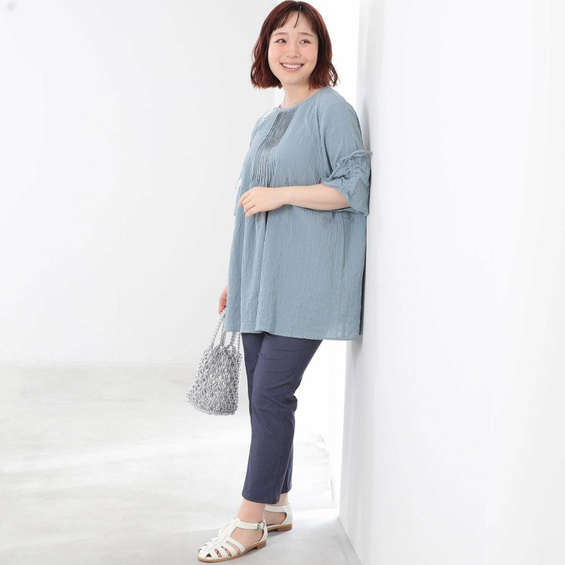 【WEB限定】袖シャーリング スリーブ チュニックブラウス LL/3L/4L/5L MB mint breezeミントブリーズ8