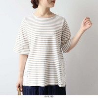 切替サイドレースカットソー LL/3L/4L/5L/6L MB mint breezeミントブリーズ