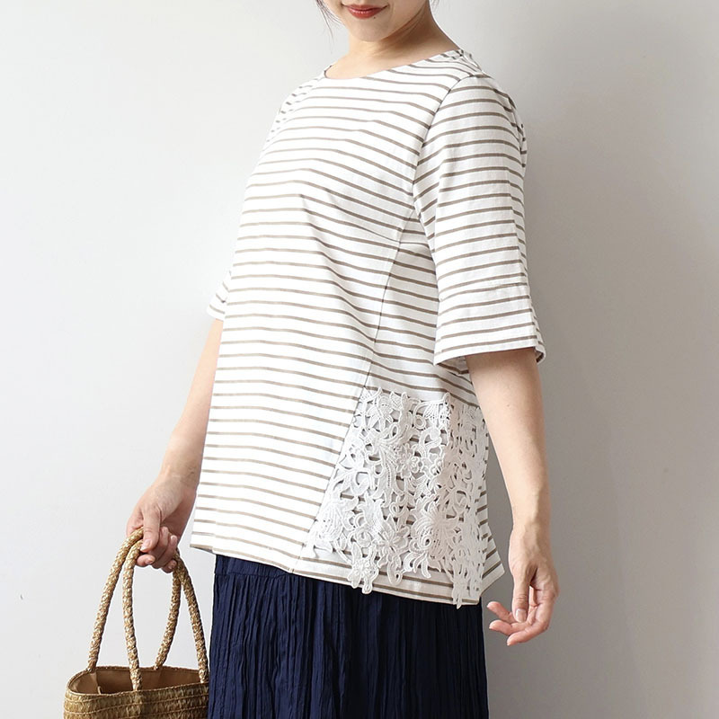 切替サイドレースカットソー LL/3L/4L/5L/6L MB mint breezeミントブリーズ7