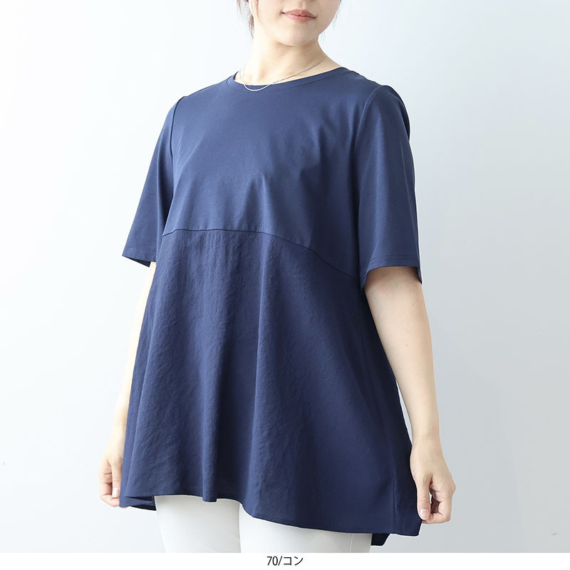 【接触冷感】異素材切替えチュニックLL/3L/4L/5L/6L MB mint breezeミントブリーズ1