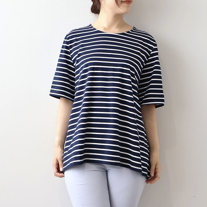 【WEB限定】フレアヘムボーダーTシャツLL/3L/4L/5L/6L MB mint breezeミントブリーズ11