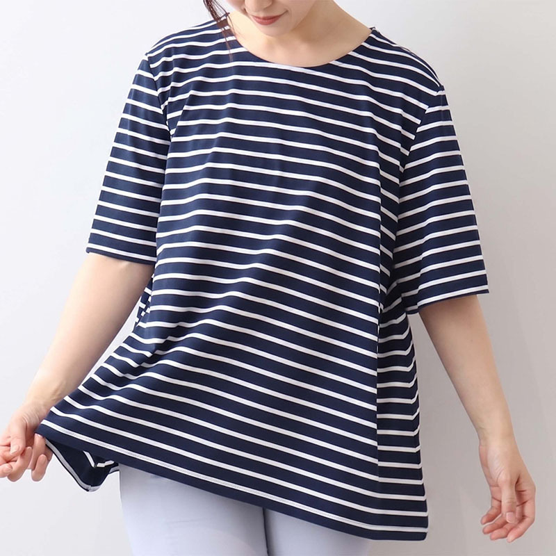 【WEB限定】フレアヘムボーダーTシャツLL/3L/4L/5L/6L MB mint breezeミントブリーズ12