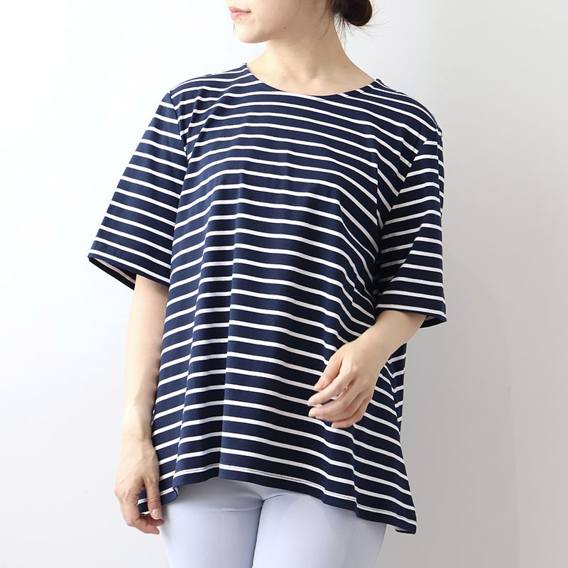 【WEB限定】フレアヘムボーダーTシャツLL/3L/4L/5L/6L MB mint breezeミントブリーズ13