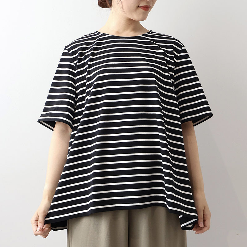 【WEB限定】フレアヘムボーダーTシャツLL/3L/4L/5L/6L MB mint breezeミントブリーズ3