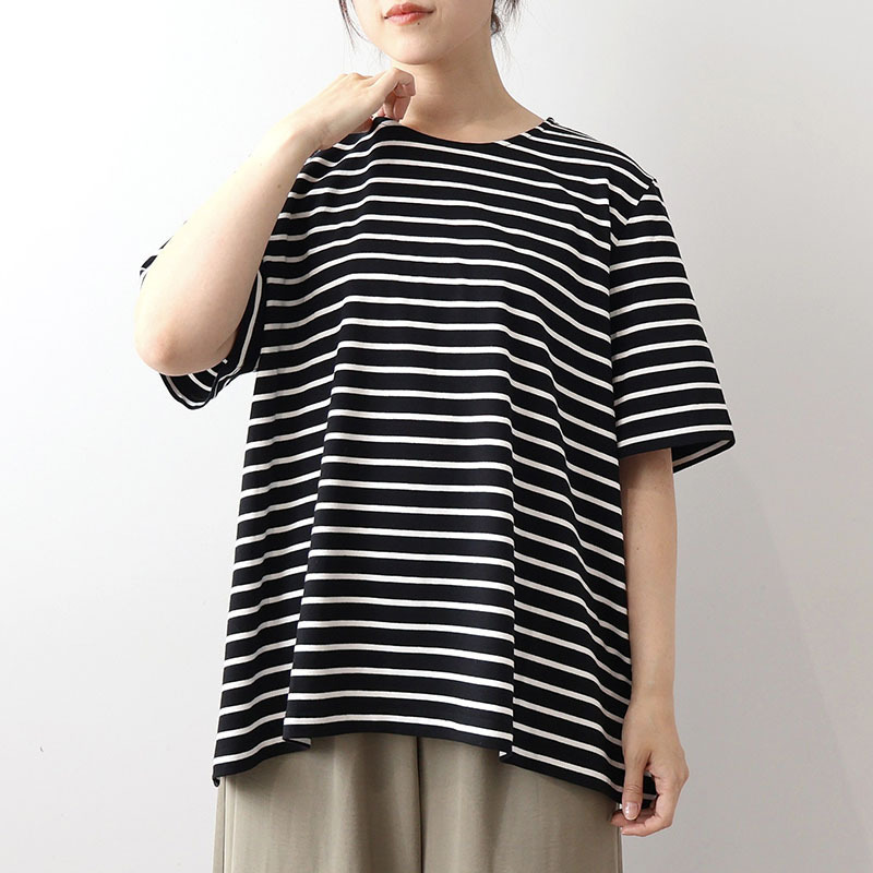 【WEB限定】フレアヘムボーダーTシャツLL/3L/4L/5L/6L MB mint breezeミントブリーズ4
