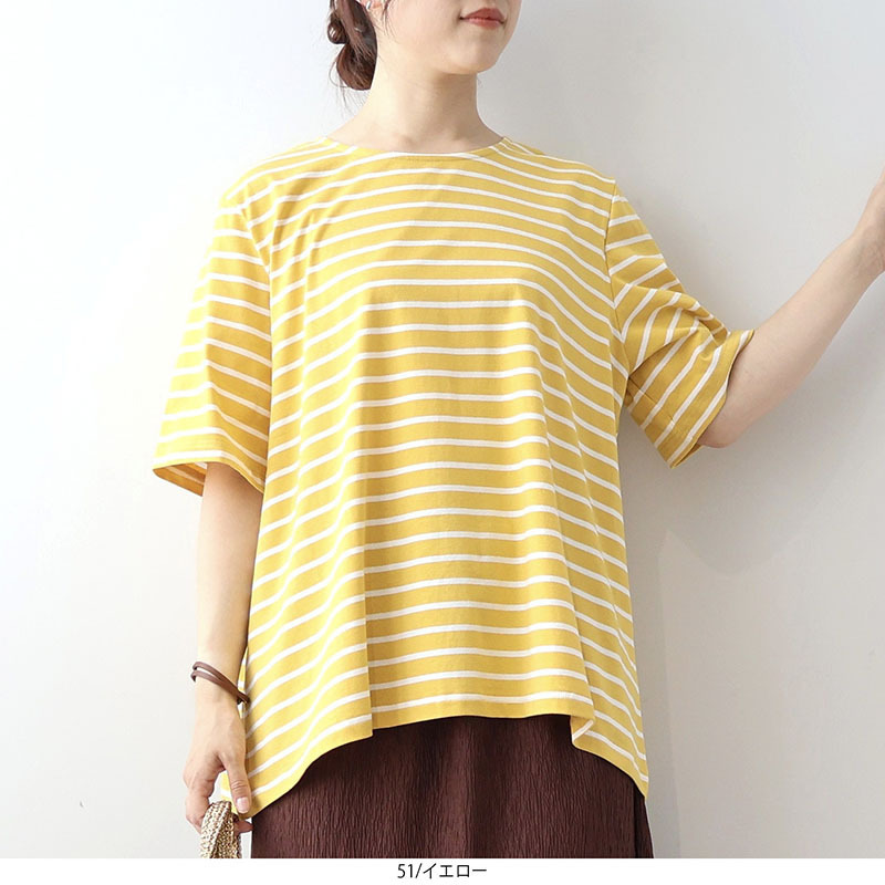 【WEB限定】フレアヘムボーダーTシャツLL/3L/4L/5L/6L MB mint breezeミントブリーズ1