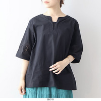 【WEB限定】袖刺しゅう切替えブラウスLL/3L/4L/5L/6L MB mint breezeミントブリーズ