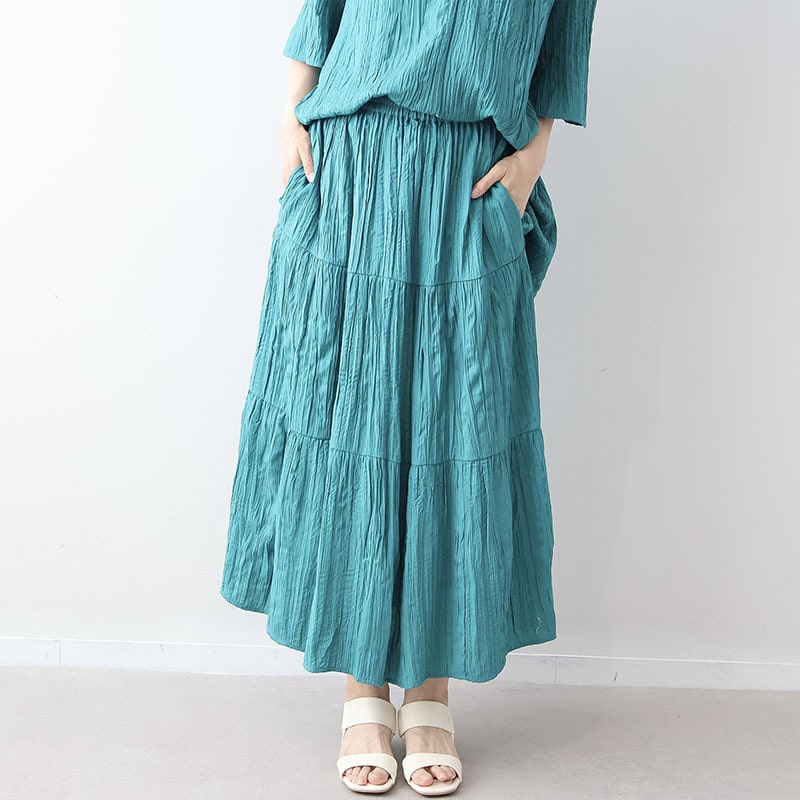 【接触冷感】ランダムプリーツティアードスカートLL/3L/4L/5L/6L MB mint breezeミントブリーズ6