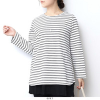 コットンボーダー Tシャツ カットソーLL/3L/4L/5L/6L MB mint breezeミントブリーズ