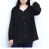 Vネック 前開き ブラウス LL/3L/4L/5L MB mint breezeミントブリーズ