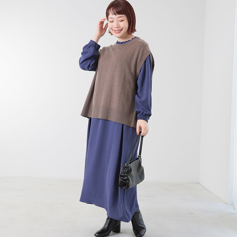 フロントシャーリングワンピースLL/3L/4L/5L MB mint breezeミントブリーズ14