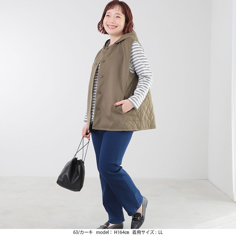異素材切替え中綿ベスト LL/3L/4L/6L MB mint breezeミントブリーズ8