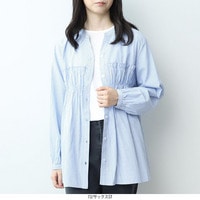 【WEB限定】胸元シャーリングシャツ LL/3L/4L/6L MB mint breezeミントブリーズ