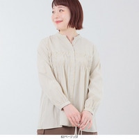 【WEB限定】胸元シャーリングシャツ LL/3L/4L/6L MB mint breezeミントブリーズ