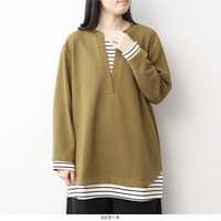 【WEB限定】コンパクトワッフルレイヤード風プルオーバーカットソー LL/3L/4L/5L/6L MB mint breezeミントブリーズ