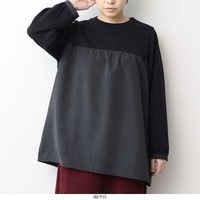 スエードタッチ異素材コンビチュニック カットソー LL/3L/4L/5L/6L MB mint breezeミントブリーズ