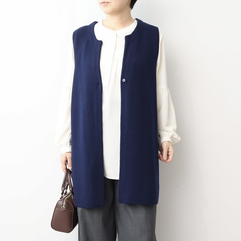 【抗ピリング】キーネックニットジレLL/3L/4L/5L/6L MB mint breezeミントブリーズ12