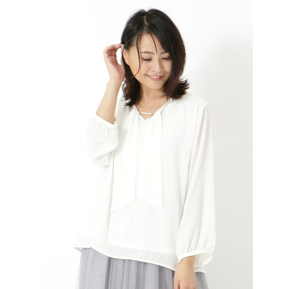 シフォンジョーゼットボウタイブラウス ／ 大きいサイズ レディス
