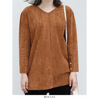 【タイムセール】スエード調 カットソー チュニック ／ 大きいサイズ レディス ミントブリーズ