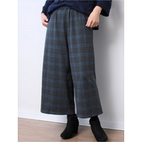 【EC・一部店舗限定】 裏起毛 チェック ガウチョ パンツ　大きいサイズ レディース