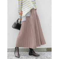【タイムセール】【WEB/一部店舗限定】 スエード調 ロング プリーツ スカート　大きいサイズレディース