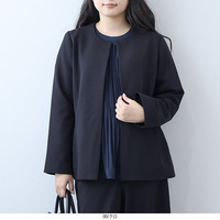 ふわもち ジョーゼット ストレット ノーカラージャケット セットアップ可能