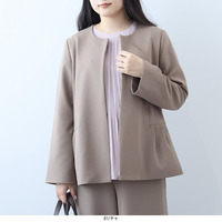 ふわもち ジョーゼット ストレット ノーカラージャケット セットアップ可能