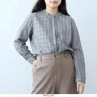 バンドカラー前フリル付き ブラウス