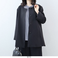 【ウォッシャブル・アンチピリング】ウール調ツイルノーカラーコート