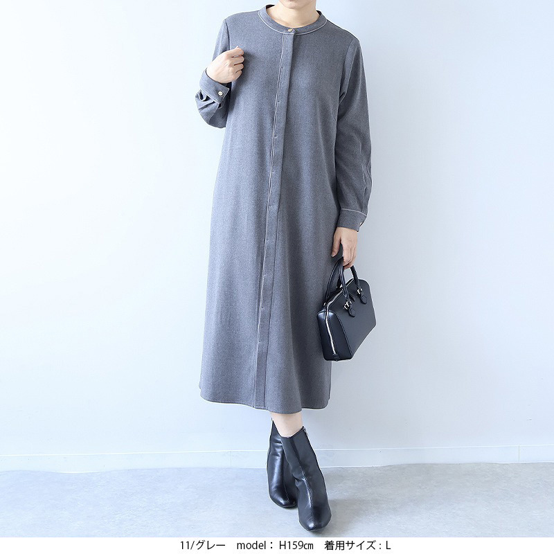 バンドカラーパイピングワンピース2