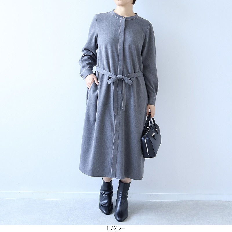 バンドカラーパイピングワンピース1